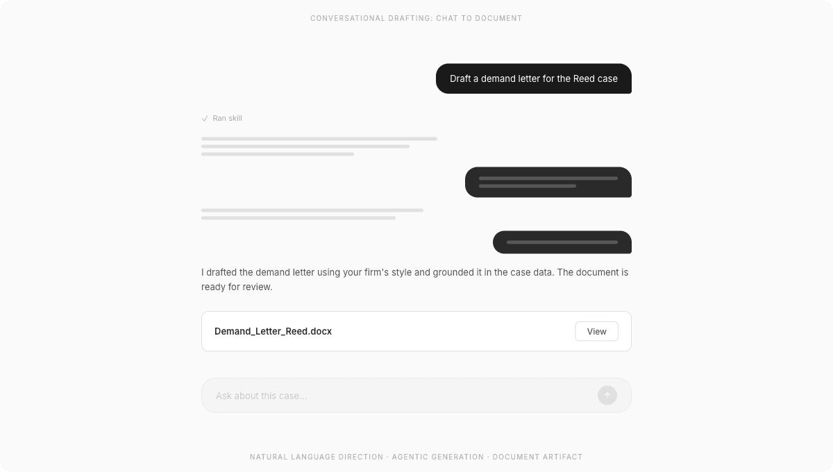 Conversational drafting: chat to document artifact